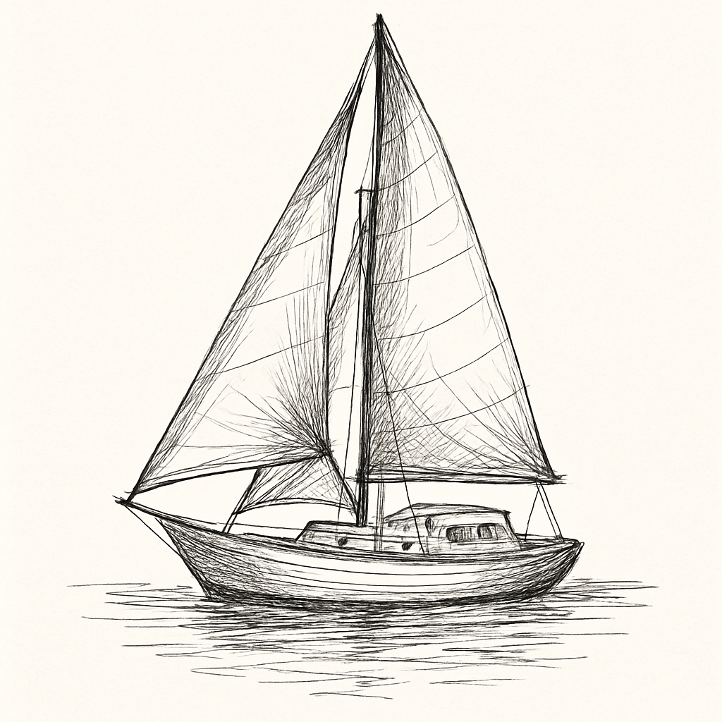 Vintage Sailboat Sketch