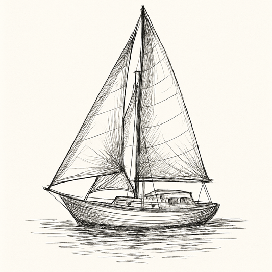 Vintage Sailboat Sketch