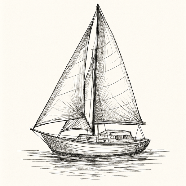 Vintage Sailboat Sketch